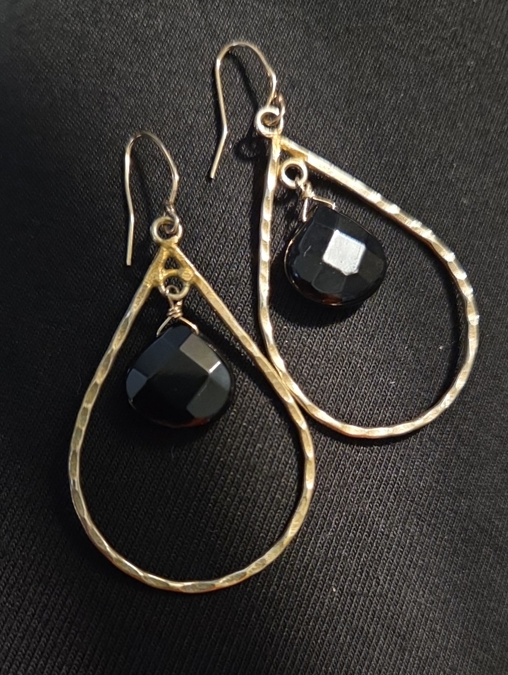 1/20  14 k Gold Laura Elizabethm Earrings with Black  Stones - Women Jewelry